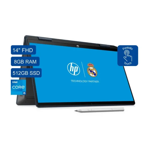 Portátil 2 en 1 HP Pavilion x360 14-ek1011la, Intel Core i5, 8 GB RAM, 512 GB SSD, 14, Pantalla táctil, FHD Windows 11 Home