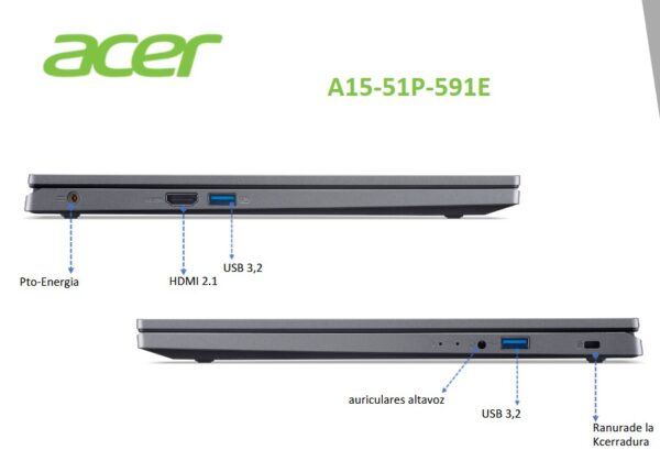 Portátil Acer Aspire Intel Core 5 120U Linux - Imagen 4