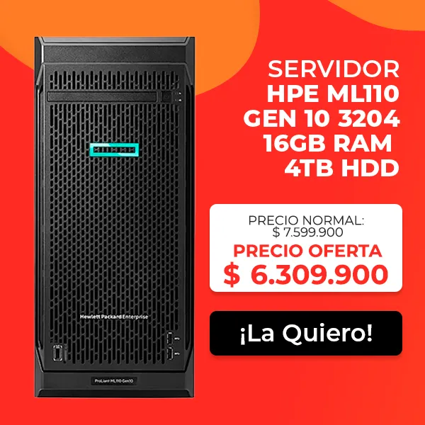 Servidor HPE MLI10 Gen 10 con procesador 3204, 16GB RAM y 4TB HDD