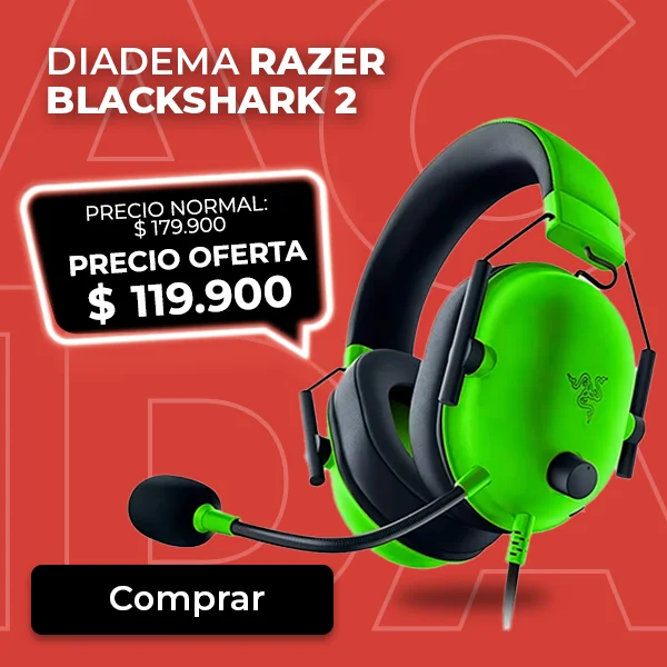 Diadema gamer Razer BlackShark V2 verde con micrófono.