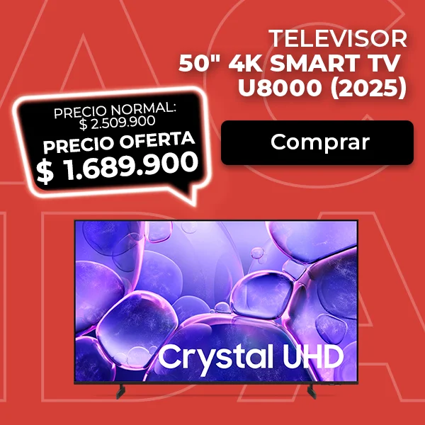 Televisor Samsung 50 pulgadas 4K Crystal UHD modelo U8000.