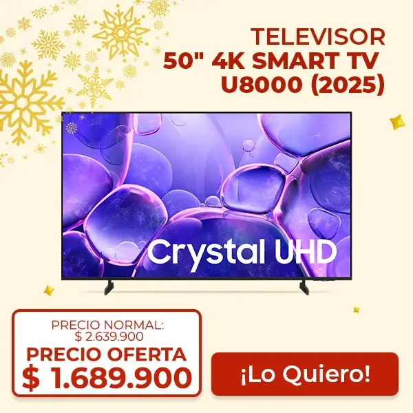 Televisor Samsung 50 pulgadas Crystal UHD 4K Smart TV U8000 oferta.