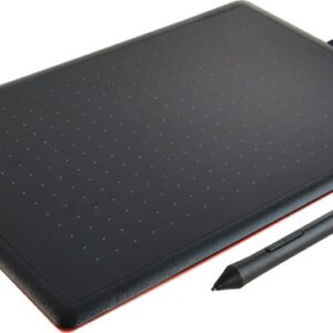 Wacom One by Wacom - Digitalizador - tamaño mediano - diestro y zurdo - 21.6 x 13.5 cm - electromagnético - cableado - USB - negro, rojo
