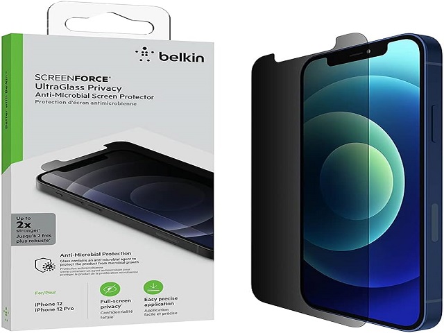 Belkin ScreenForce Pro - Protector de pantalla para teléfono móvil - cristal - con filtro de privacidad - para Apple iPhone 15 Pro
