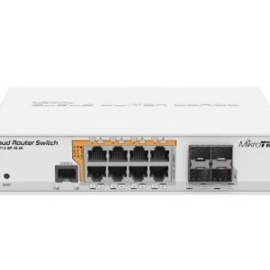 MikroTik Cloud Router Switch CRS112-8P-4S-IN - Conmutador - L3 - Gestionado - 8 x 10/100/1000 (PoE) + 4 x SFP - sobremesa, montaje en rack - PoE+ - alimentación de CC
