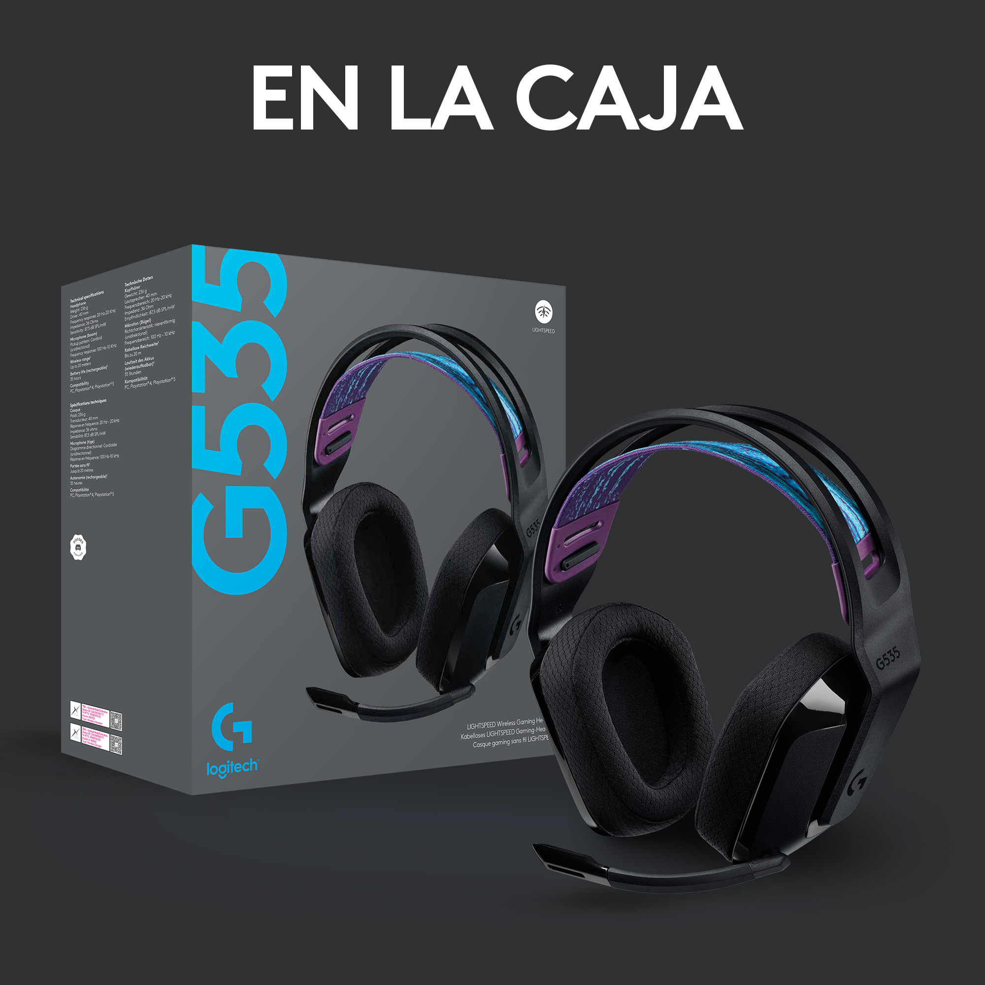 Audífonos inalámbricos con micrófono Logitech G535 LIGHTSPEED para juegos. - Imagen 2