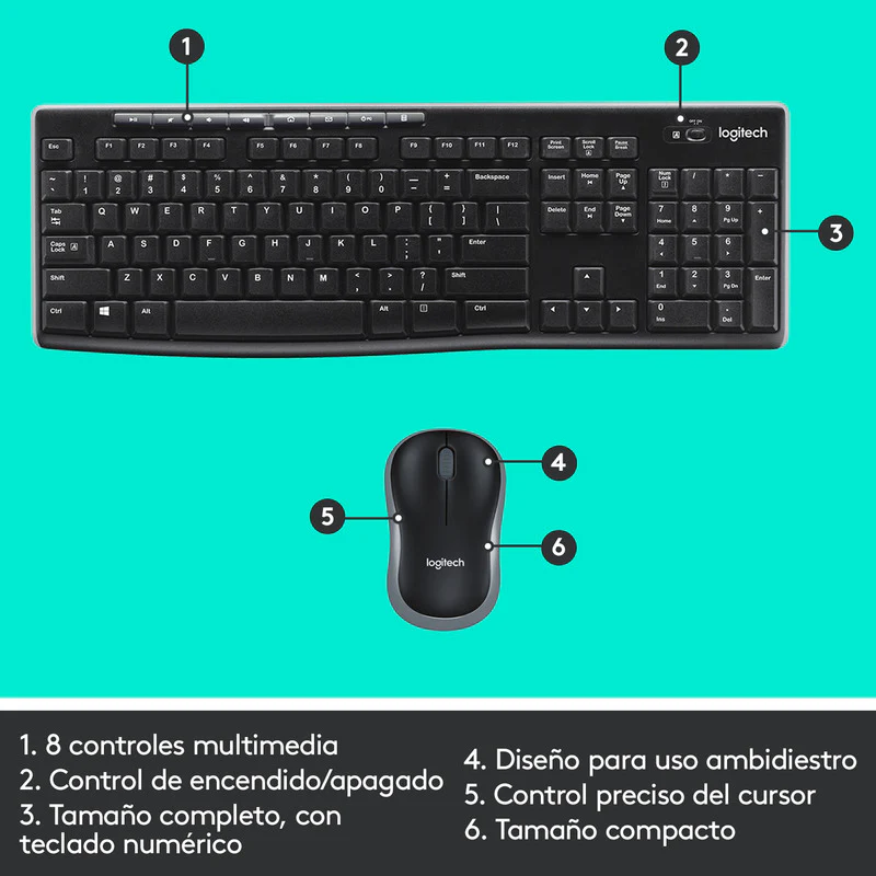 Combo Teclado Multimedia y Mouse Inalámbricos Logitech MK270 - Imagen 6
