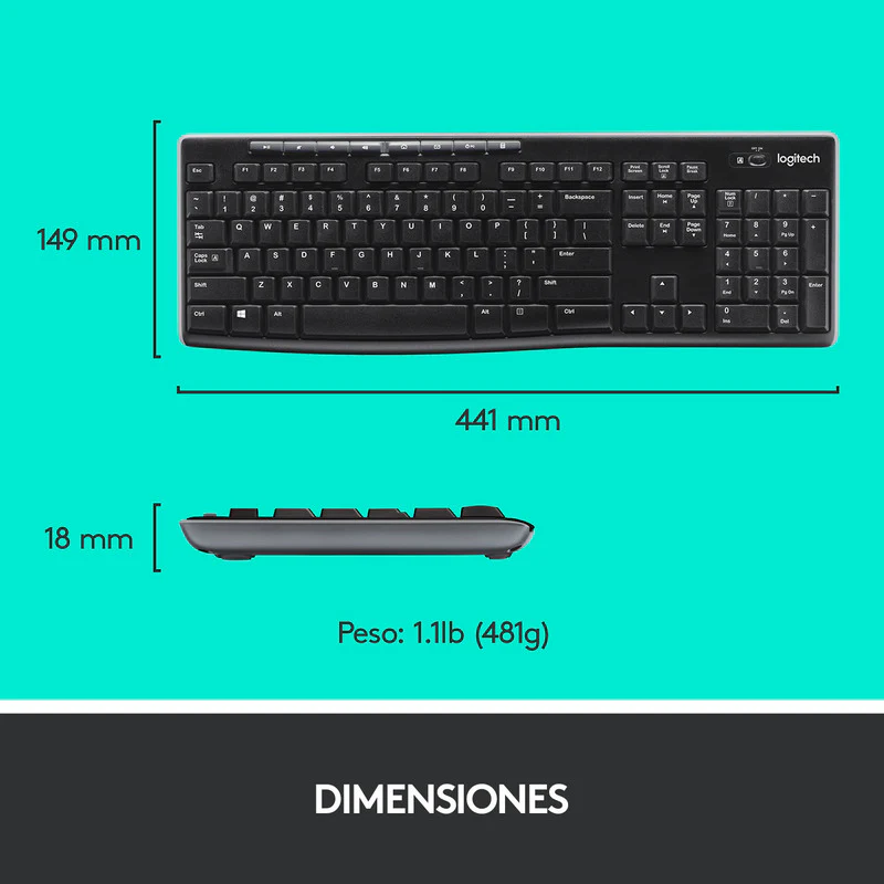 Combo Teclado Multimedia y Mouse Inalámbricos Logitech MK270 - Imagen 7
