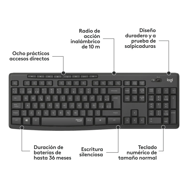 Combo teclado y Mouse silencioso inalámbrico Logitech MK295 - Imagen 5