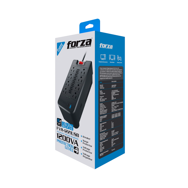 Regulador de Voltaje Forza FVR-1221USB 1200VA - Imagen 2