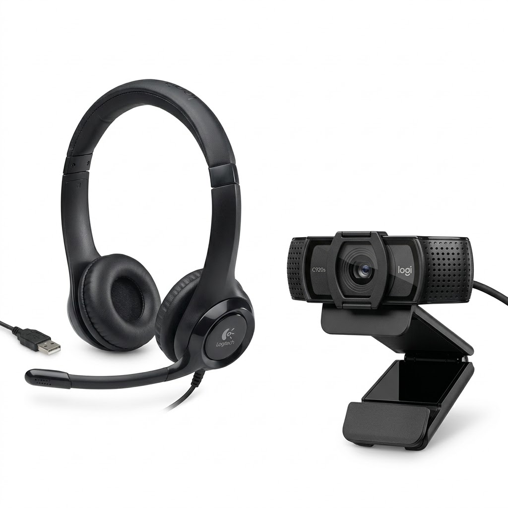 Combo Logitech H390 negra + cámara web C920s PRO