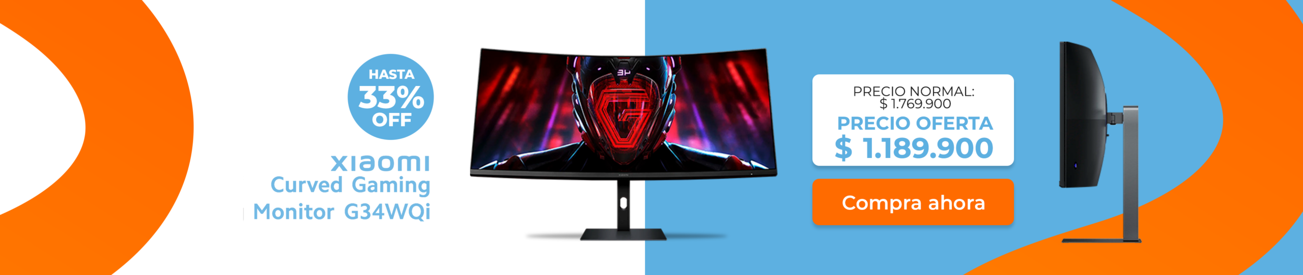 Monitor Gamer Curvo Xiaomi G34WQi con 33% descuento en Discoveryeb