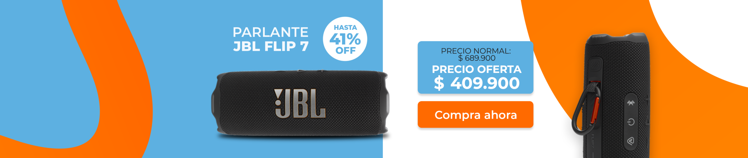Parlante JBL Flip 7 negro con 41% descuento en Discoveryeb.com